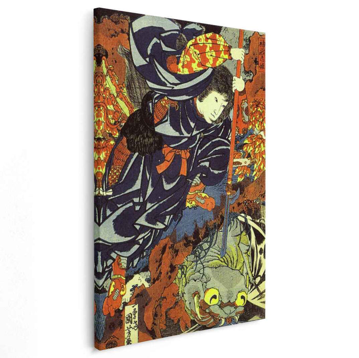 Kamigashihime stabbing a giant spider by Utagawa Kuniyoshi