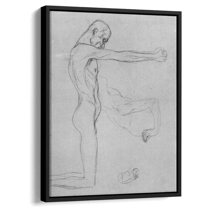 Kneeling Male Nude With Sprawled Out Arms, Male Torso by Gustav Klimt