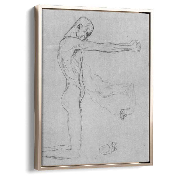 Kneeling Male Nude With Sprawled Out Arms, Male Torso by Gustav Klimt