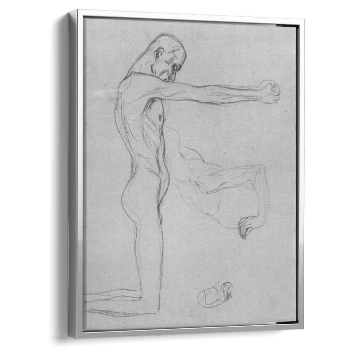Kneeling Male Nude With Sprawled Out Arms, Male Torso by Gustav Klimt