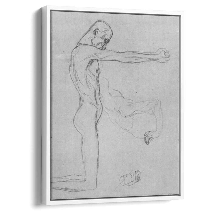 Kneeling Male Nude With Sprawled Out Arms, Male Torso by Gustav Klimt