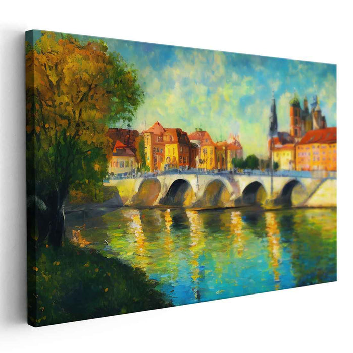 Streets of Montmartre: Impressionist European Cityscape Canvas Art Print