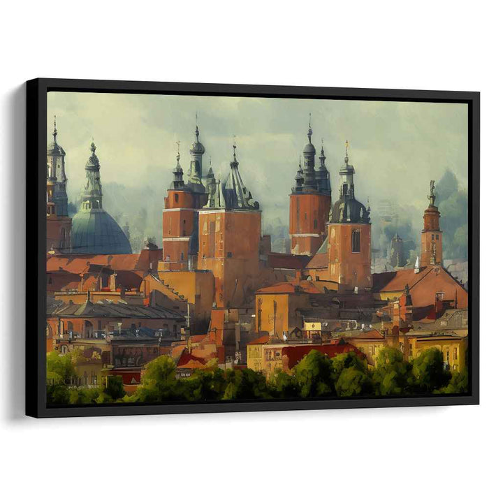 Golden Arches Whisper Skyward: Sunlit Towers and Spires Canvas Art Print
