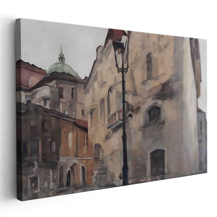 Cobbled Streets Views: European Urban Landscape Canvas Art Print