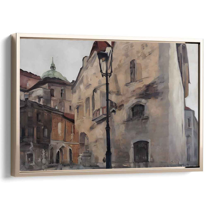 Cobbled Streets Views: European Urban Landscape Canvas Art Print