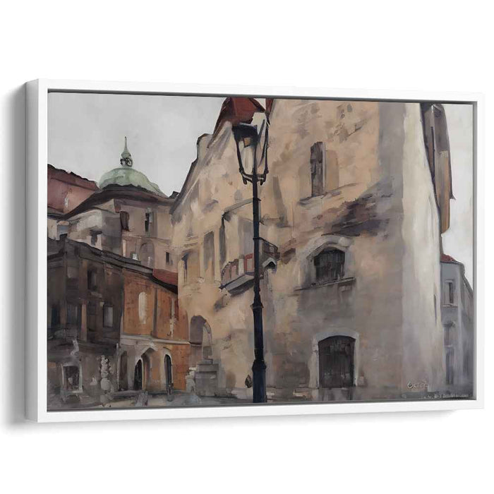 Cobbled Streets Views: European Urban Landscape Canvas Art Print