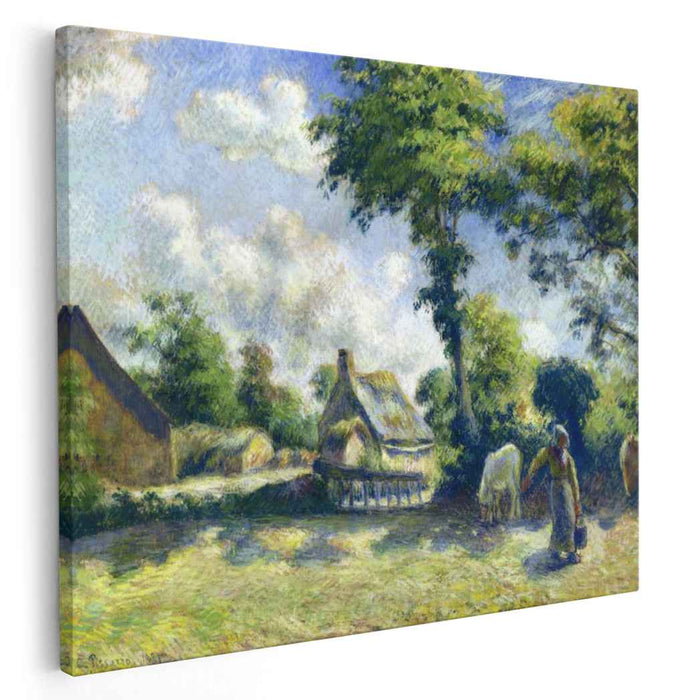 Landscape at Melleray, Woman Carrying Water to Horses by Camille Pissarro