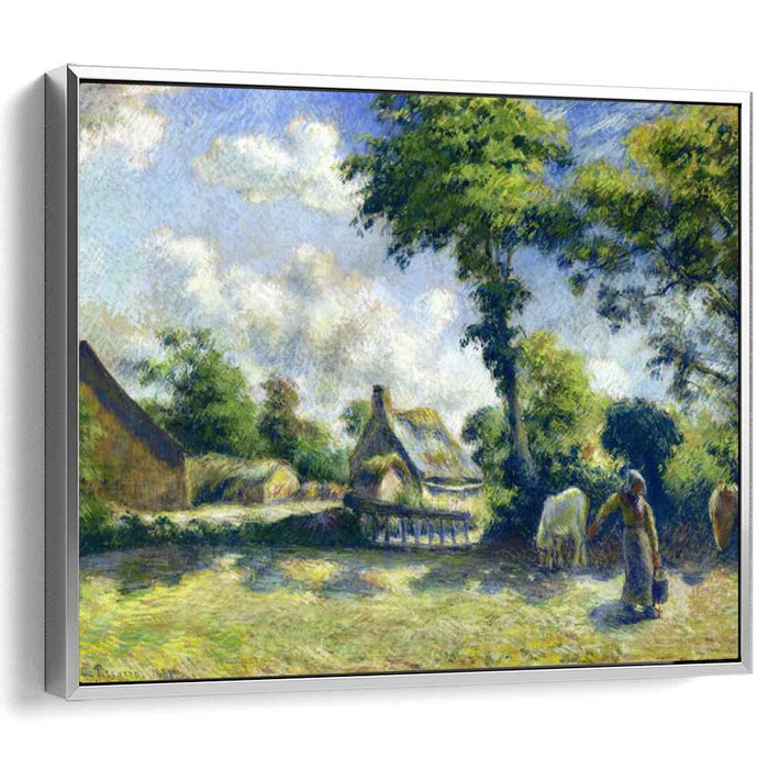 Landscape at Melleray, Woman Carrying Water to Horses by Camille Pissarro