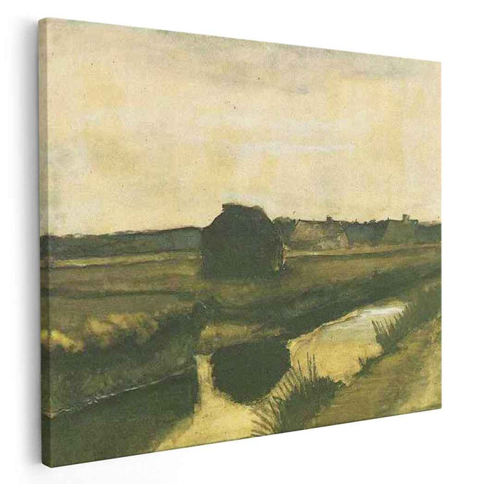 Landscape with a Stack of Peat and Farmhouses (1883) by Vincent van Gogh