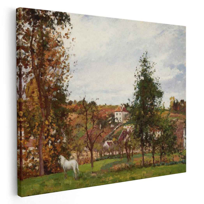 Landscape with a White Horse in a Meadow, L'Hermitage by Camille Pissarro