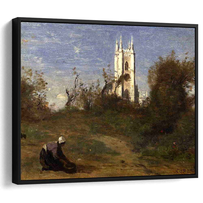 Landscape with a White Tower, Souvenir of Crecy by Camille Corot