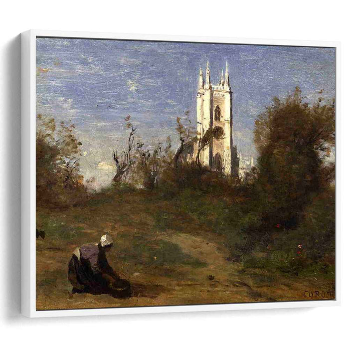 Landscape with a White Tower, Souvenir of Crecy by Camille Corot