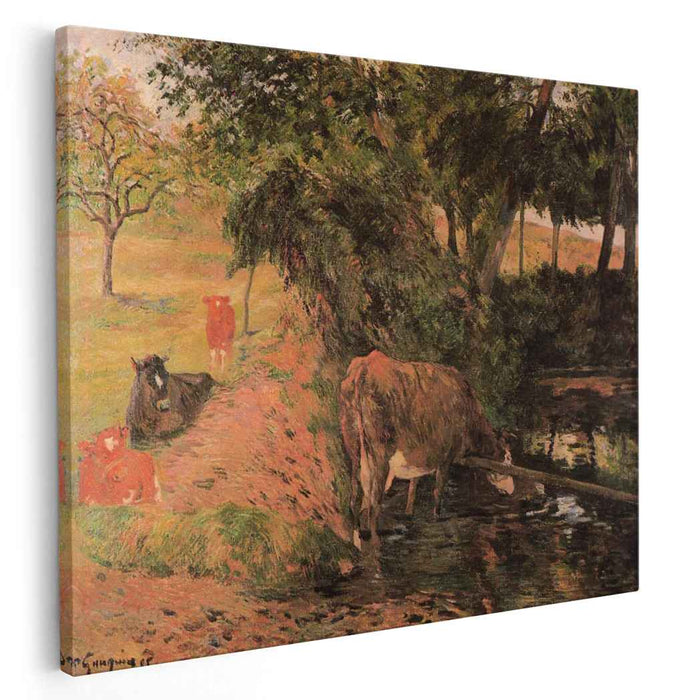 Landscape with cows in an Orchard (1885) by Paul Gauguin
