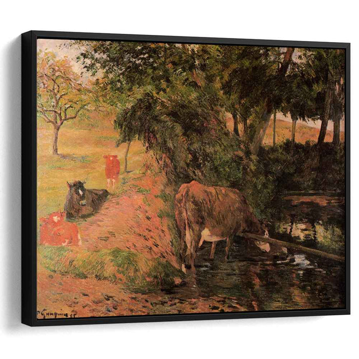 Landscape with cows in an Orchard (1885) by Paul Gauguin