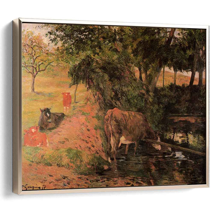 Landscape with cows in an Orchard (1885) by Paul Gauguin