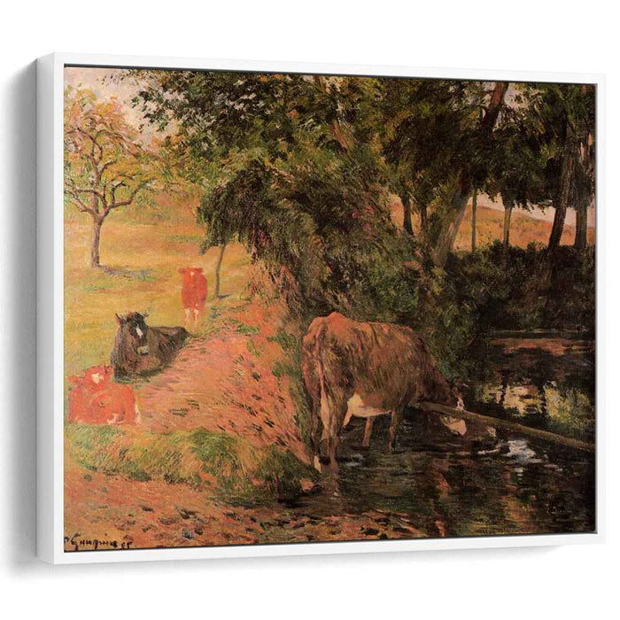 Landscape with cows in an Orchard (1885) by Paul Gauguin