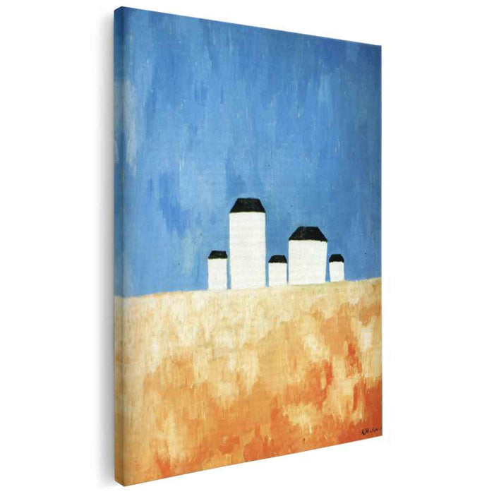 Landscape with Five Houses (1932) by Kazimir Malevich