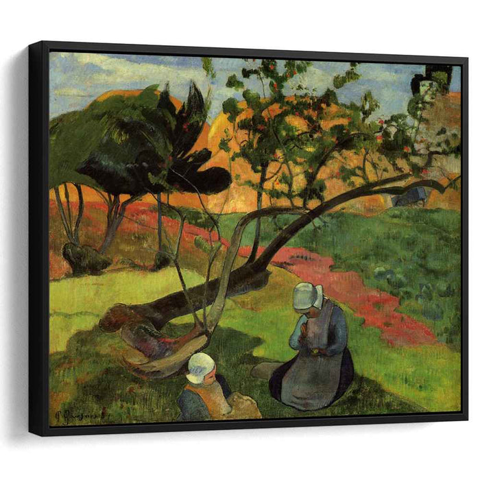 Landscape with two breton women (1889) by Paul Gauguin