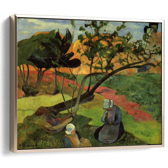 Landscape with two breton women (1889) by Paul Gauguin