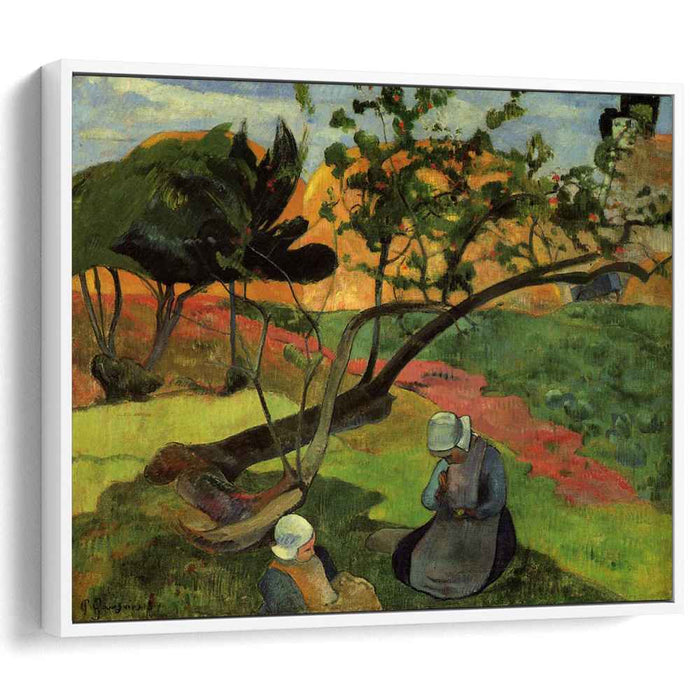 Landscape with two breton women (1889) by Paul Gauguin
