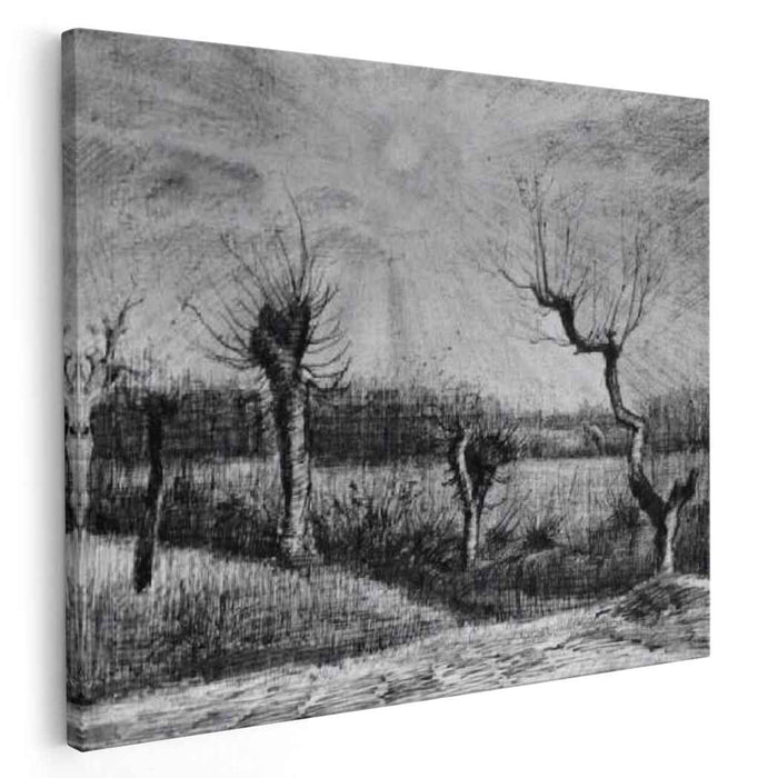 Landscape with Willows and Sun Shining Through the Clouds (1884) by Vincent van Gogh