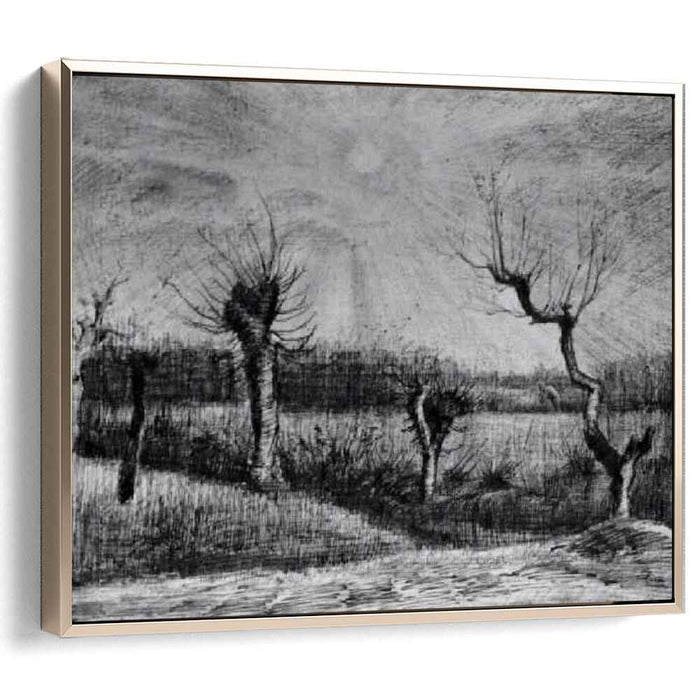 Landscape with Willows and Sun Shining Through the Clouds (1884) by Vincent van Gogh