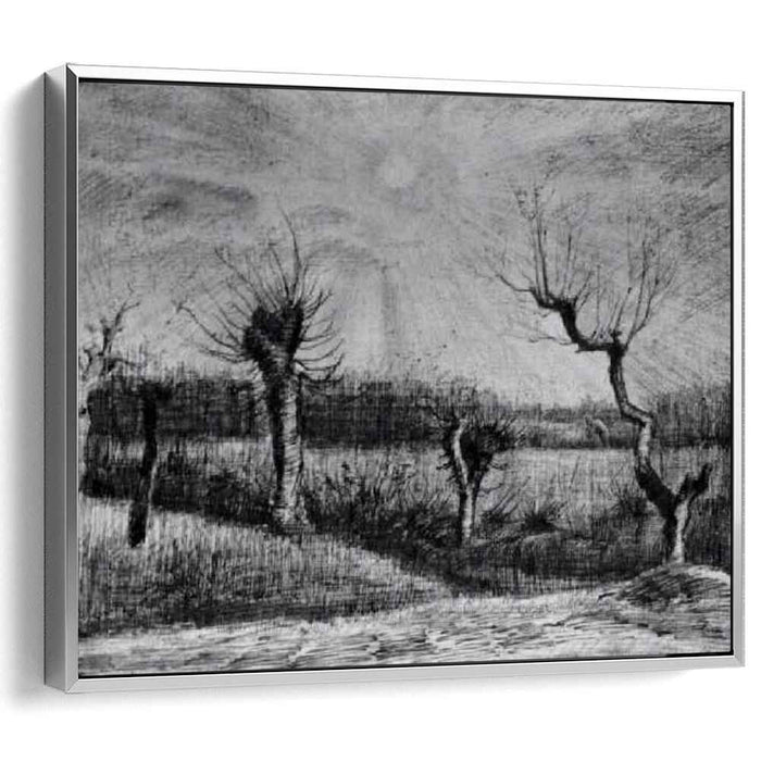 Landscape with Willows and Sun Shining Through the Clouds (1884) by Vincent van Gogh