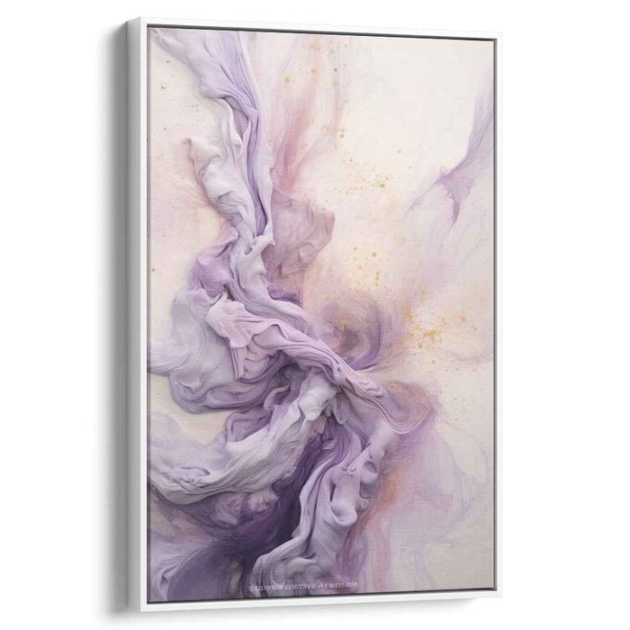 Ethereal Glimmers Dance: Fluid Lavender and Gold Canvas Art