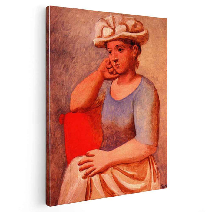 Leaning woman with bonnet (1921) by Pablo Picasso