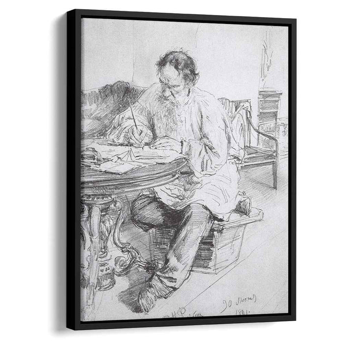 Leo Tolstoy working at the round table (1891) by Ilya Repin