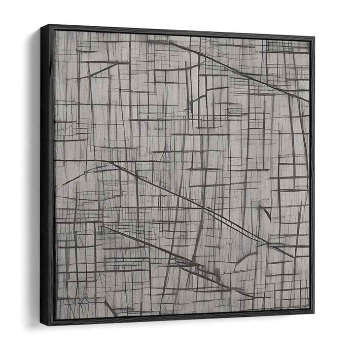 Interwoven Paths: Abstract Geometric Line Art on Gray Canvas