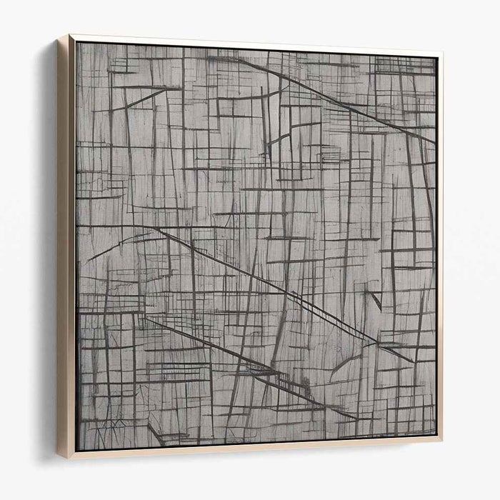 Interwoven Paths: Abstract Geometric Line Art on Gray Canvas