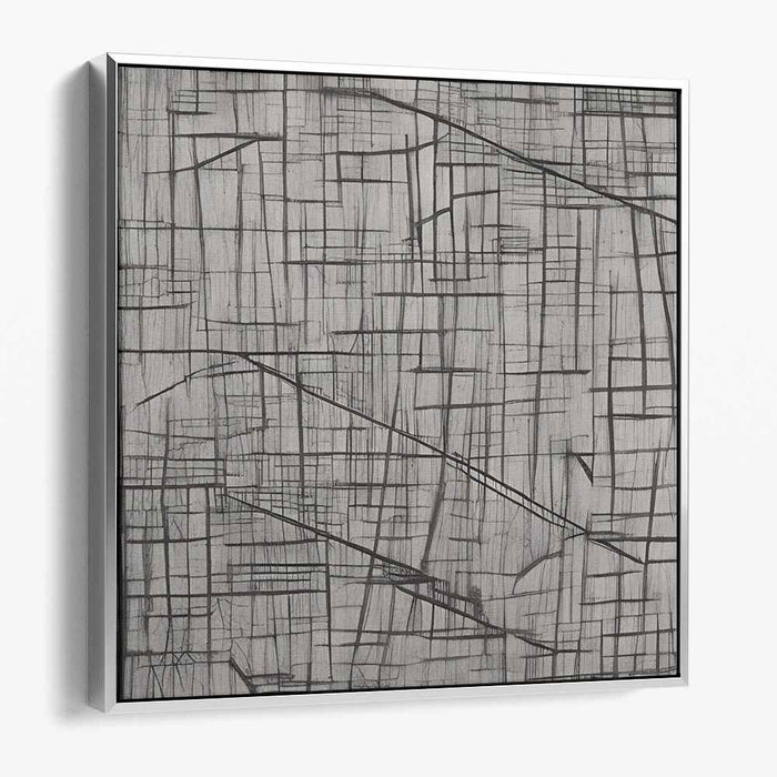 Interwoven Paths: Abstract Geometric Line Art on Gray Canvas