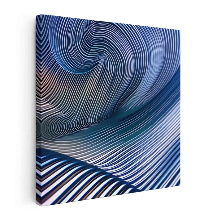 Azure Ripples Dance: Hypnotic Blue Op Art Canvas Print