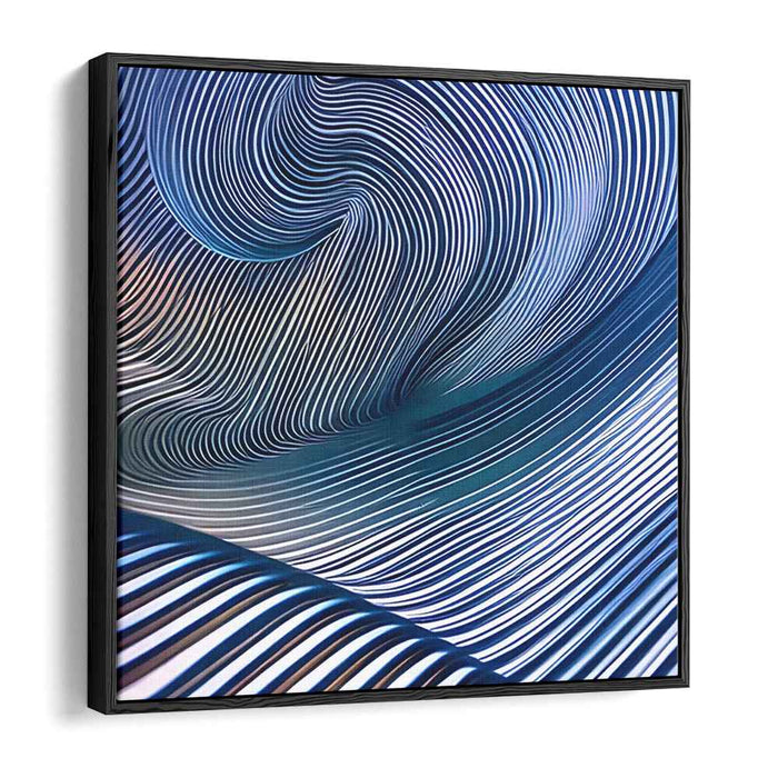 Azure Ripples Dance: Hypnotic Blue Op Art Canvas Print