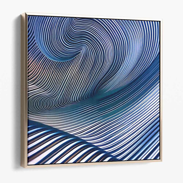 Azure Ripples Dance: Hypnotic Blue Op Art Canvas Print