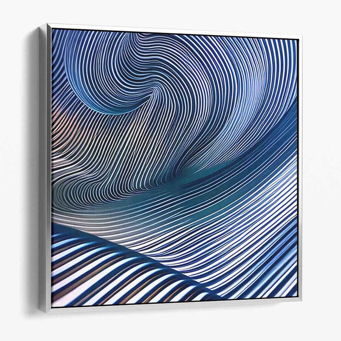 Azure Ripples Dance: Hypnotic Blue Op Art Canvas Print
