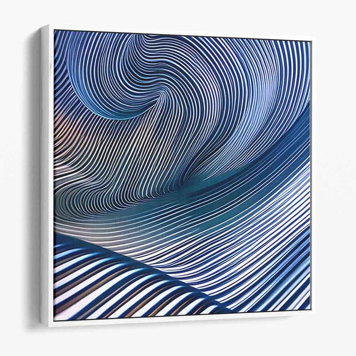 Azure Ripples Dance: Hypnotic Blue Op Art Canvas Print