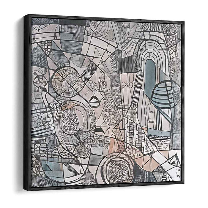 Intricate Geometries: Abstract Cubist Canvas Art Print