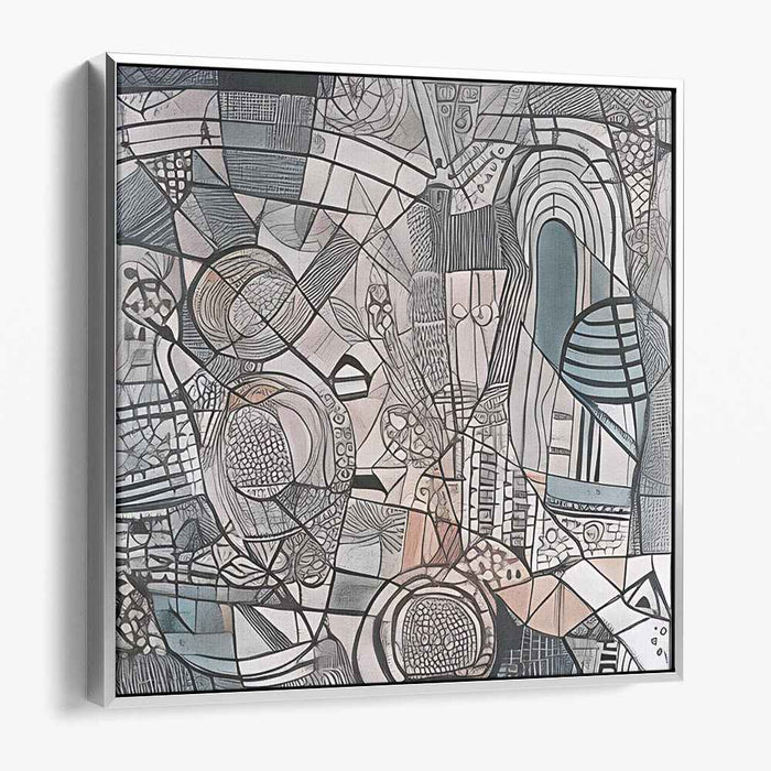 Intricate Geometries: Abstract Cubist Canvas Art Print