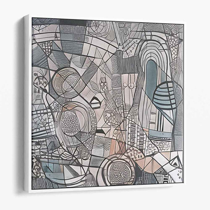 Intricate Geometries: Abstract Cubist Canvas Art Print