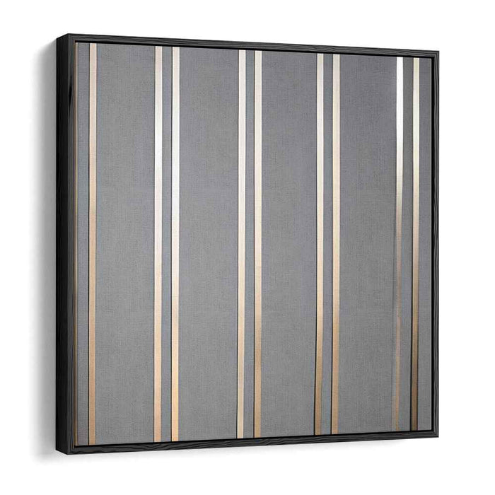 Vertical Harmony: Minimalist Metallic Stripes on Grey Canvas Art Print