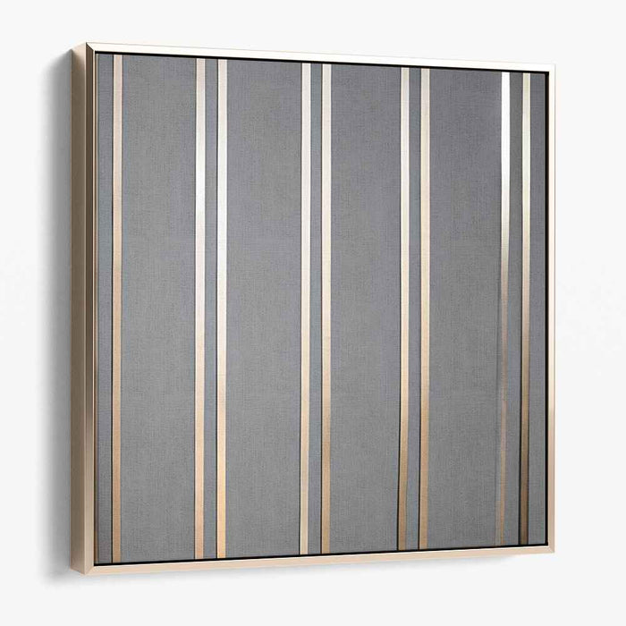 Vertical Harmony: Minimalist Metallic Stripes on Grey Canvas Art Print
