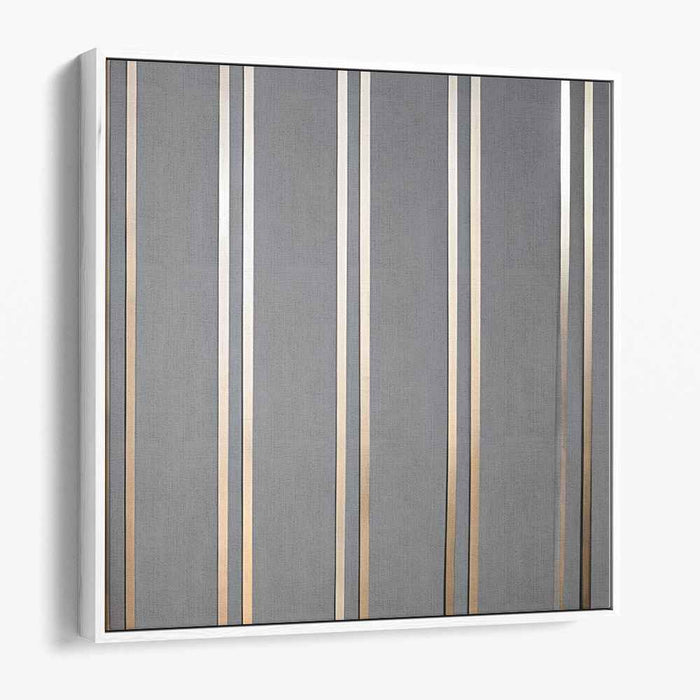 Vertical Harmony: Minimalist Metallic Stripes on Grey Canvas Art Print