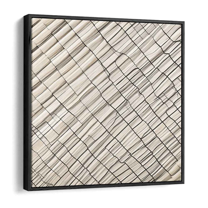 Linear Whispers: Minimalist Black and Beige Abstract Art