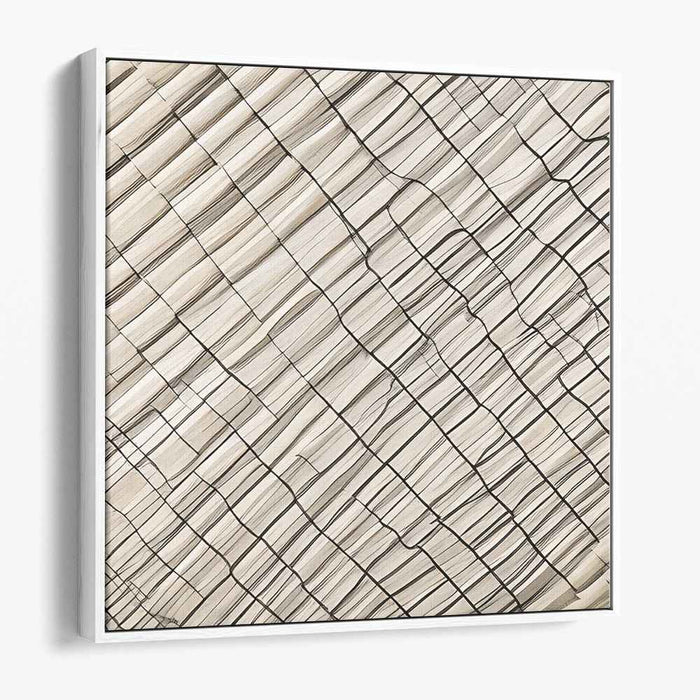 Linear Whispers: Minimalist Black and Beige Abstract Art