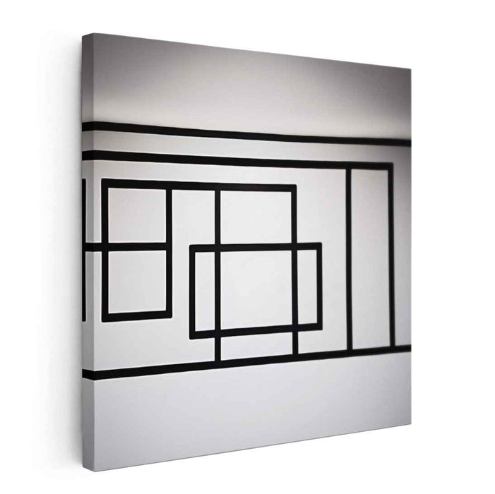 Whispering Shadows Dance: Minimalist Black and White Line Art on Canvas