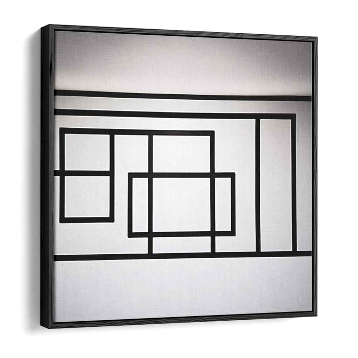 Whispering Shadows Dance: Minimalist Black and White Line Art on Canvas