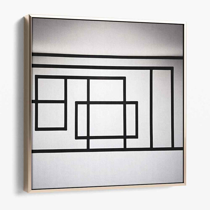 Whispering Shadows Dance: Minimalist Black and White Line Art on Canvas