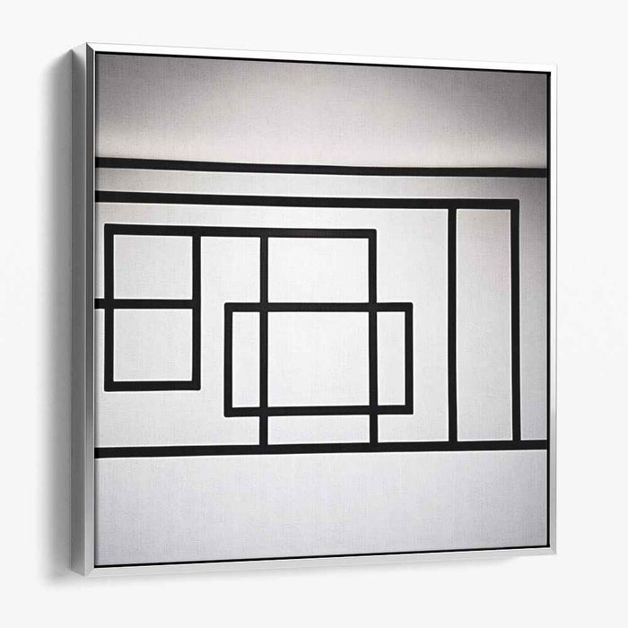Whispering Shadows Dance: Minimalist Black and White Line Art on Canvas